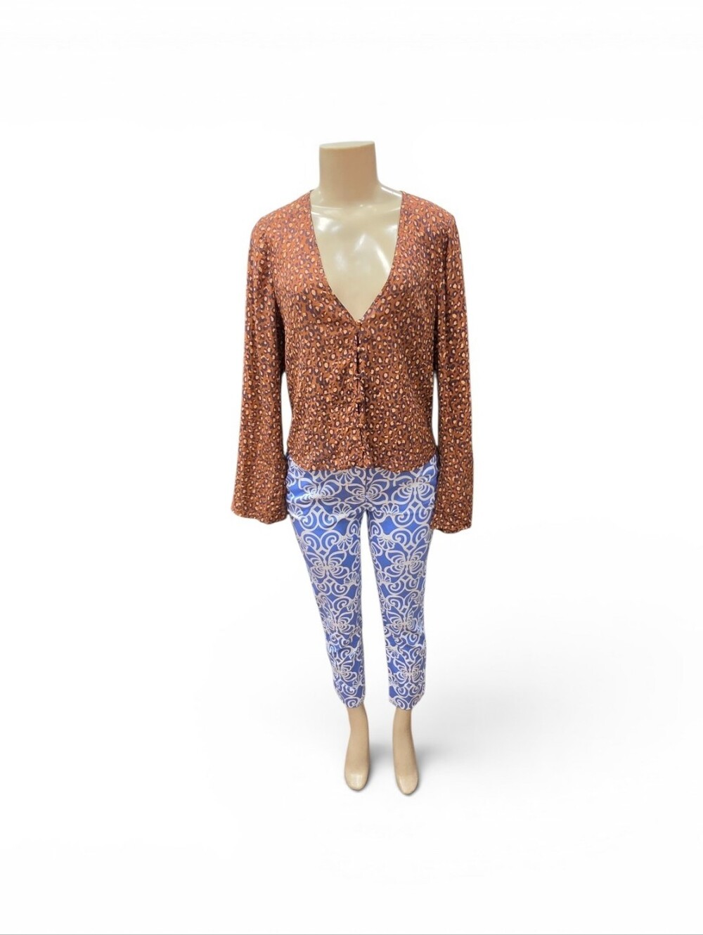 Sezane leopard print silk blouse